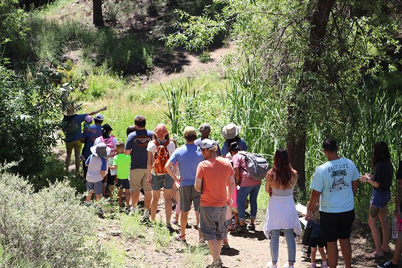 Nature Ninos, many people hiking on trail