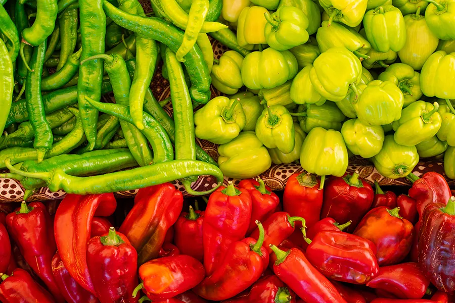 colorful chili and bell pepper assortment